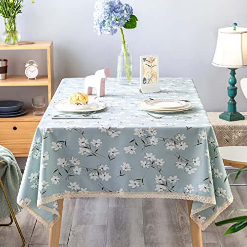 GLORY SEASON Yağlı Su Geçirmez Masa Örtüsü, Dökülmez, Leke Tutmaz, Rustik, Pamuk, Keten, Baskılı Kumaş, Dikdörtgen, PU, Vinil, Dış ve İç Dekorasyon için Masa Örtüsü