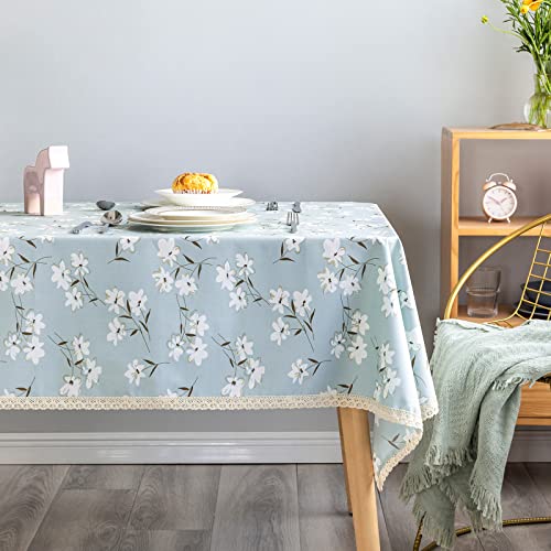 GLORY SEASON Yağlı Su Geçirmez Masa Örtüsü, Dökülmez, Leke Tutmaz, Rustik, Pamuk, Keten, Baskılı Kumaş, Dikdörtgen, PU, Vinil, Dış ve İç Dekorasyon için Masa Örtüsü
