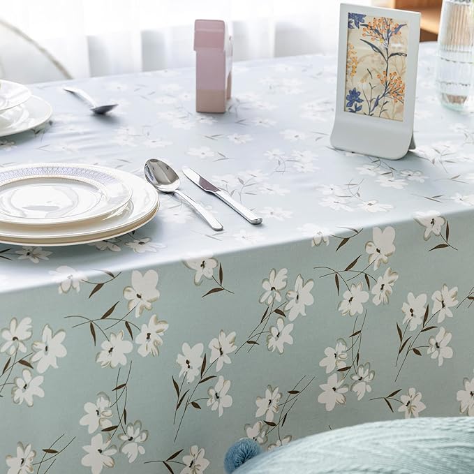 GLORY SEASON Yağlı Su Geçirmez Masa Örtüsü, Dökülmez, Leke Tutmaz, Rustik, Pamuk, Keten, Baskılı Kumaş, Dikdörtgen, PU, Vinil, Dış ve İç Dekorasyon için Masa Örtüsü