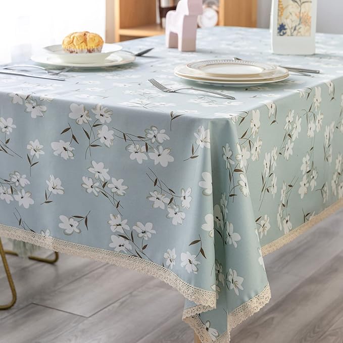 GLORY SEASON Yağlı Su Geçirmez Masa Örtüsü, Dökülmez, Leke Tutmaz, Rustik, Pamuk, Keten, Baskılı Kumaş, Dikdörtgen, PU, Vinil, Dış ve İç Dekorasyon için Masa Örtüsü