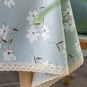 GLORY SEASON Yağlı Su Geçirmez Masa Örtüsü, Dökülmez, Leke Tutmaz, Rustik, Pamuk, Keten, Baskılı Kumaş, Dikdörtgen, PU, Vinil, Dış ve İç Dekorasyon için Masa Örtüsü