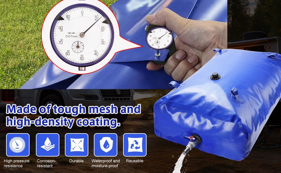 Bolsa de Água Drado Portátil com Torneira de Esfera em PVC, Dobrável e Espessa para Armazenamento e Transporte de Líquidos no Jardim