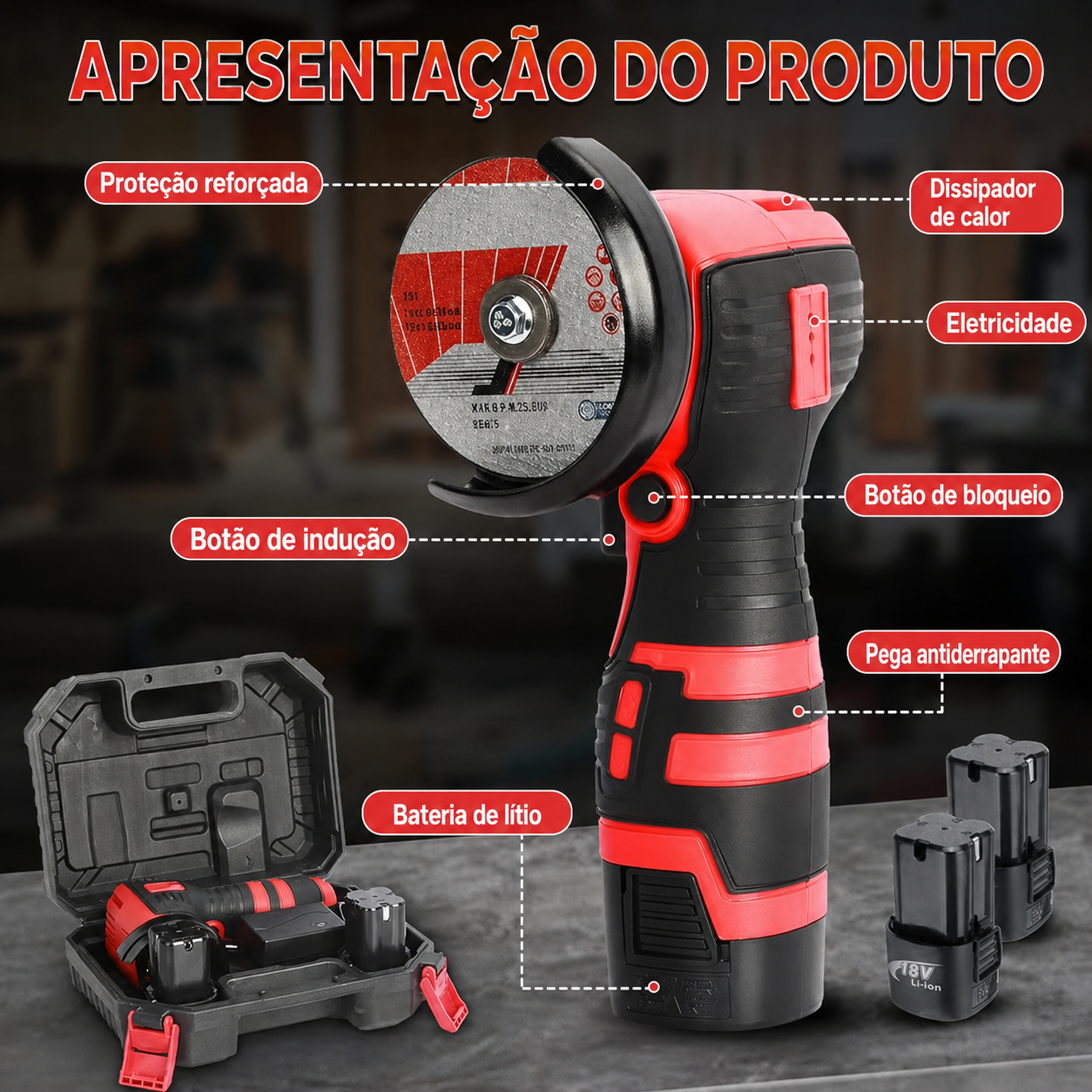 Rebarbadora Mini Sem Fios JinsenTGG 16.8V com 2 Baterias