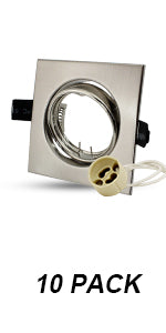 10 Spots GU10 Recarregáveis Aço Inox Escovado 68mm Foco