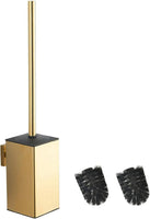 Escova de Sanita em Aço Inoxidável 304 – Dourado, Suporte Quadrado de Parede