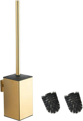 Escova de Sanita em Aço Inoxidável 304 – Dourado, Suporte Quadrado de Parede