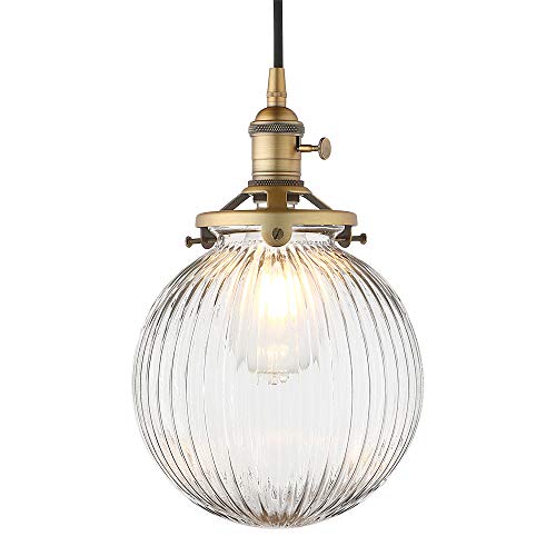 Yosoan Industrial Clear Glass Pendant Light Fixture for Kitchen Dining Room Bedroom Cafe Bar Club (Antique Color)