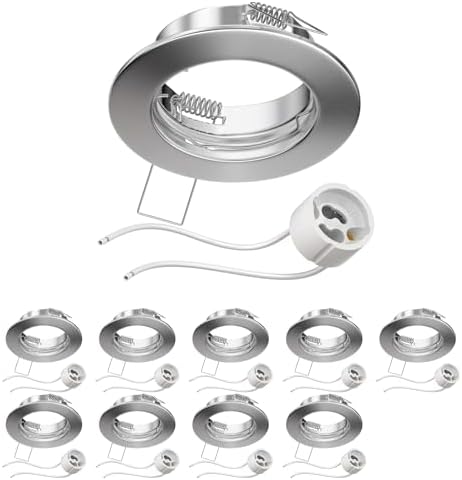 10 Spots GU10 Recarregáveis Aço Inox Escovado 68mm Foco