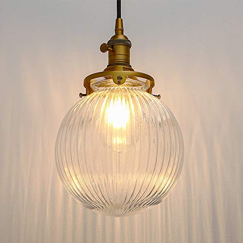 Yosoan Industrial Clear Glass Pendant Light Fixture for Kitchen Dining Room Bedroom Cafe Bar Club (Antique Color)