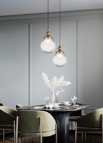 Yosoan Industrial Clear Glass Pendant Light Fixture for Kitchen Dining Room Bedroom Cafe Bar Club (Antique Color)