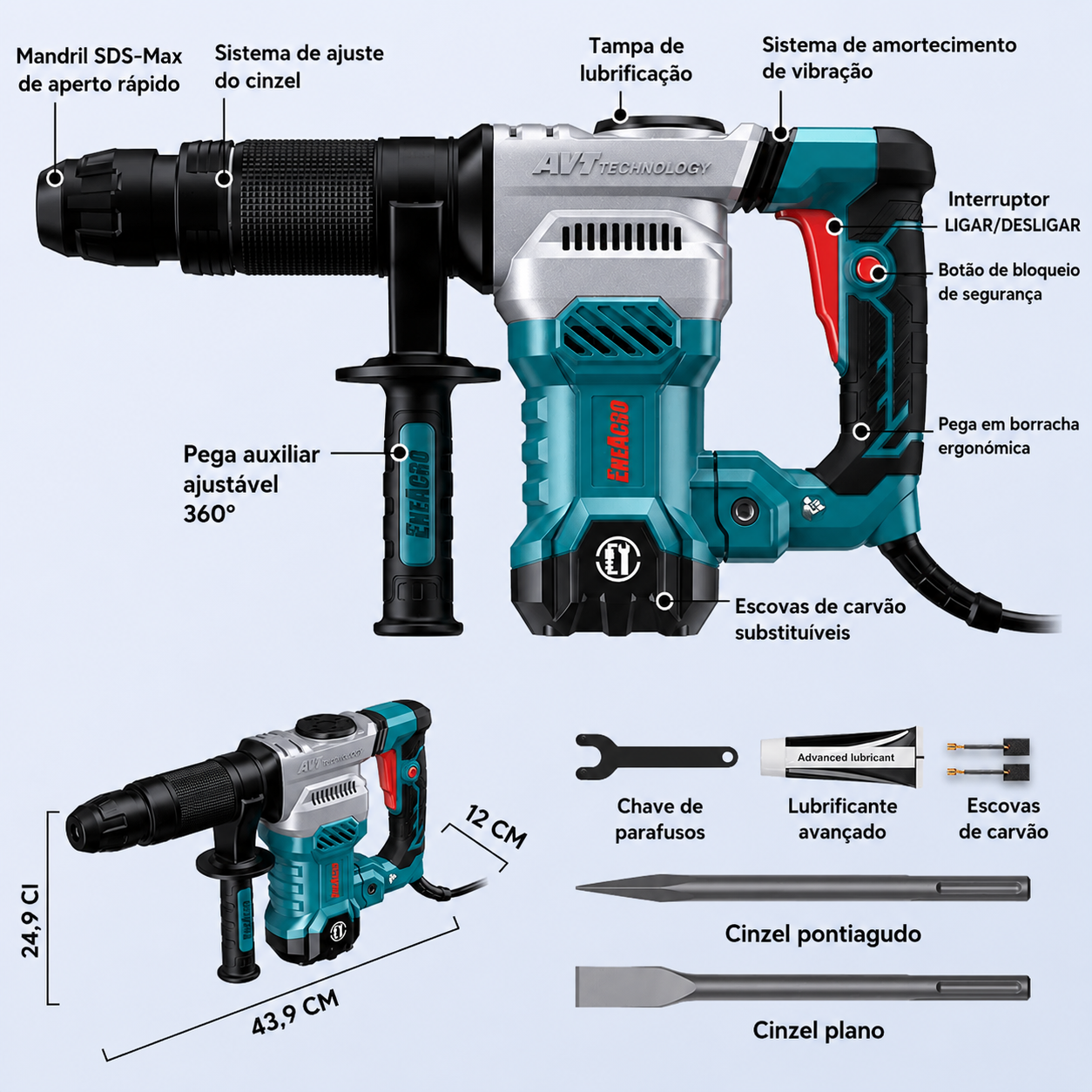 Martelo Demolidor ENEACRO SDS-MAX 1300W 20J