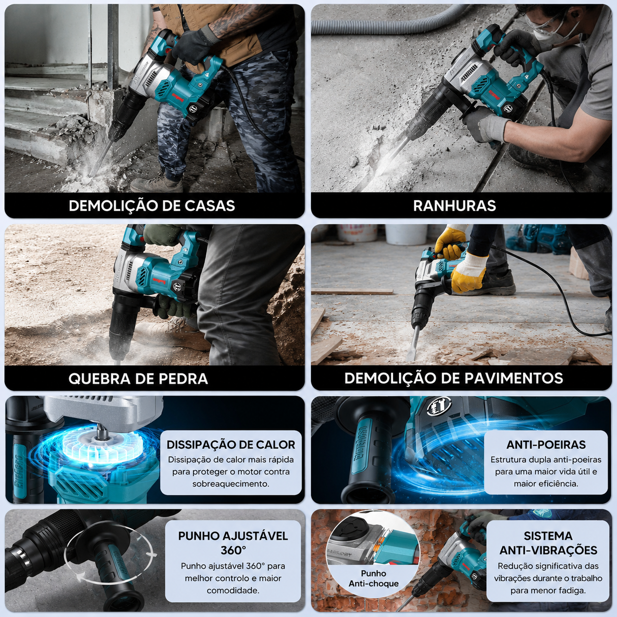 Martelo Demolidor ENEACRO SDS-MAX 1300W 20J