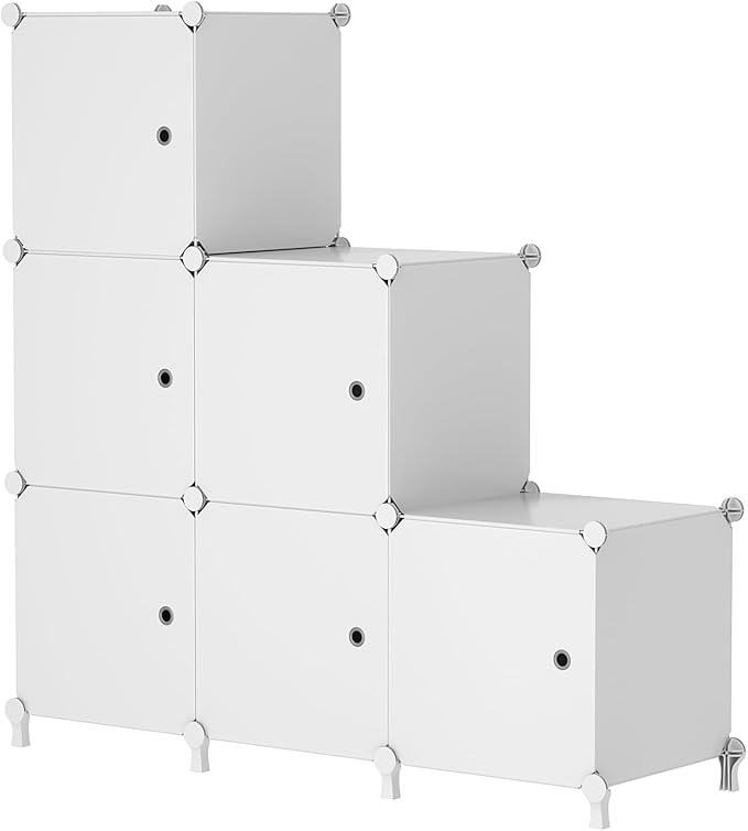 Módulo de Arrumação com 6 Cubos e Portas, Armário Modular Empilhável