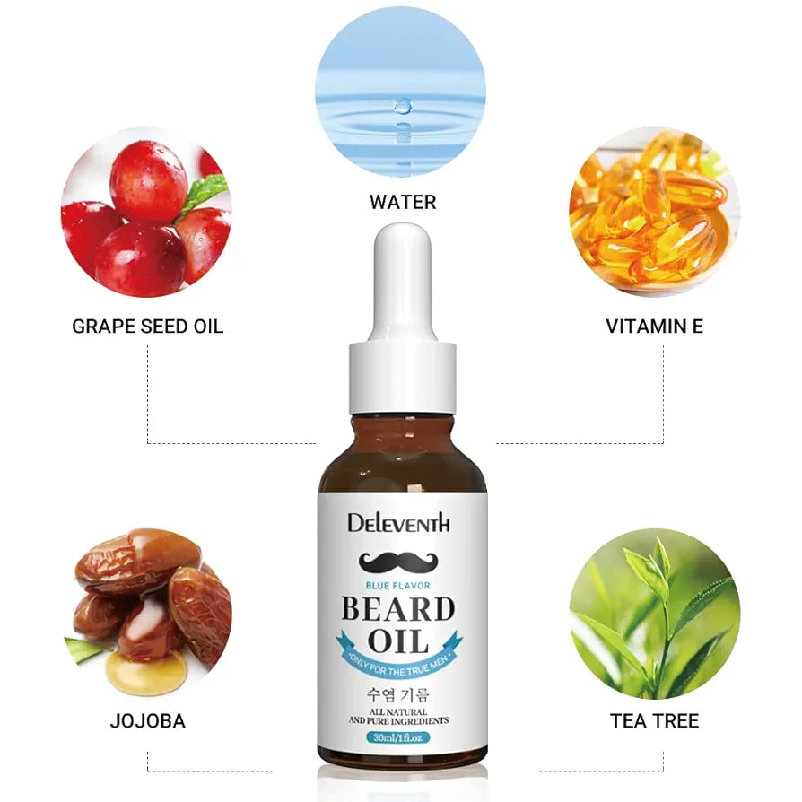 DEleventh Korean Brand Beard Oil 30ml / For a Refreshing, Masculine Scent & Soft, Hydrated Beard All Natural Ingredients for Healthy Skin & Hair