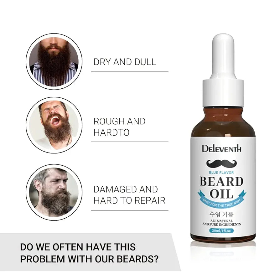 DEleventh Korean Brand Beard Oil 30ml / For a Refreshing, Masculine Scent & Soft, Hydrated Beard All Natural Ingredients for Healthy Skin & Hair