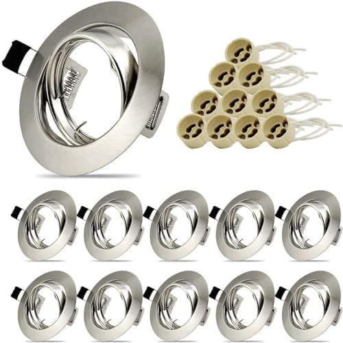 10 Spots GU10 Recarregáveis Aço Inox Escovado 68mm Foco