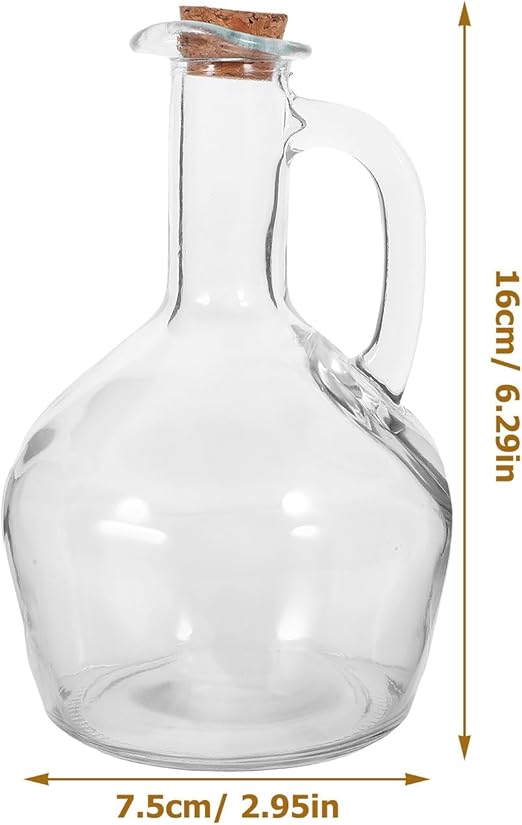 Dispensador de Azeite em Vidro 430 ml | Bule de Vinagre com Pegador e Tampa Doseadora à Prova de Fugas – Garrafa para Azeite/Vinagre/Outros