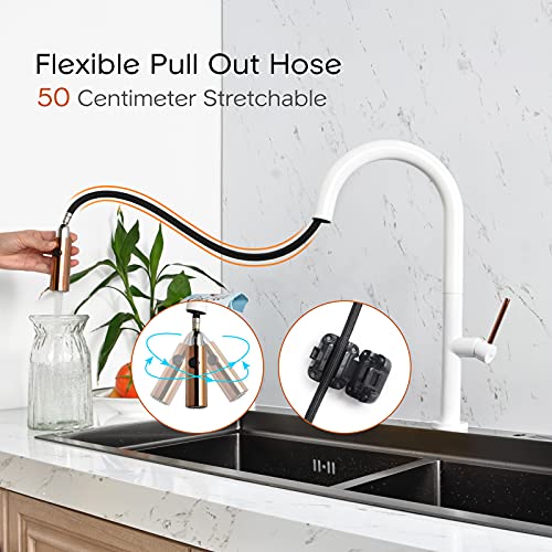 Grifo cocina Blanco Grifo Fregadero con Ducha Extraible JIAHE SANITARY