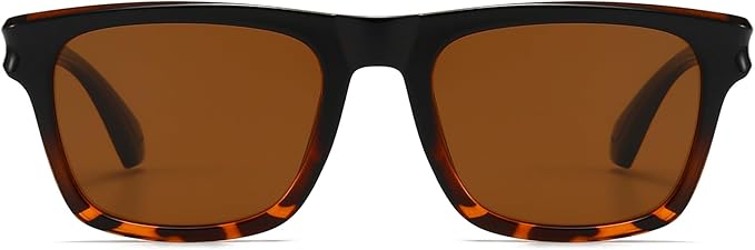 Óculos de Sol Retangulares Polarizados Unissexo Castanho (Amber)-  Estilo Retro Classico