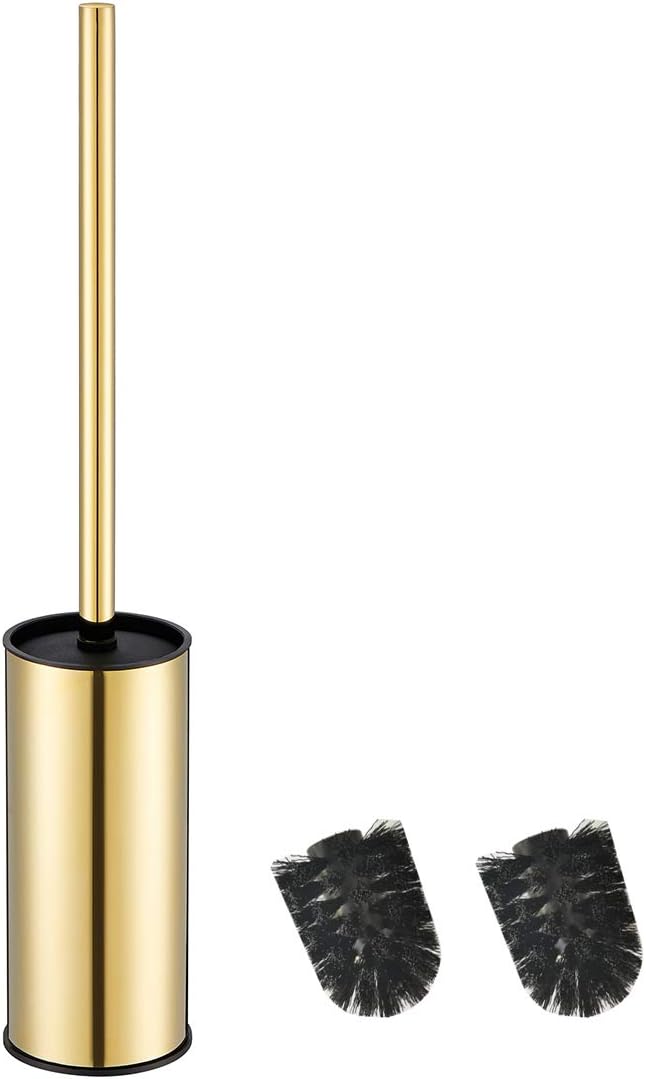 Conjunto Suporte + Escova de Sanita Dourada em Aço Inoxidável