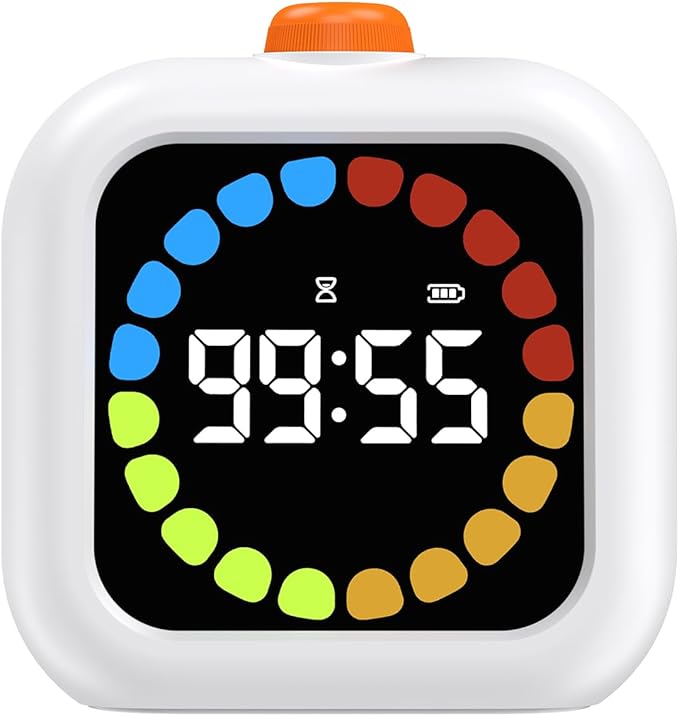 Temporizador Digital Recarregável 3-em-1 (99 Minutos) – Relógio, Alarme e Cronómetro com Ecrã LCD