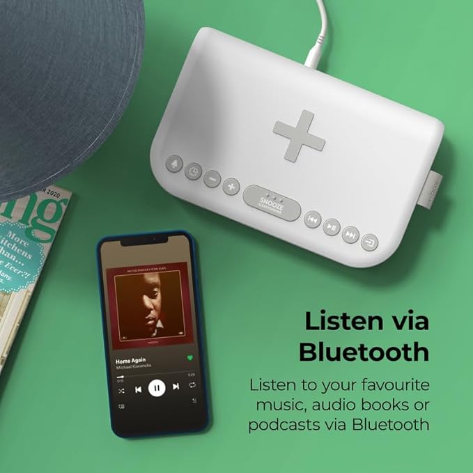 Despertador com Carregamento Sem Fios, Rádio FM e Coluna Bluetooth