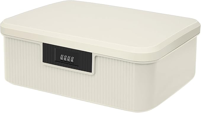 HOTOOLME Caixa de Armazenamento ABS com Fechadura de Combinação (Branco)