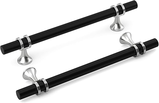 Pack de 10 Puxadores de Móveis 160 mm (Preto com Prateado)
