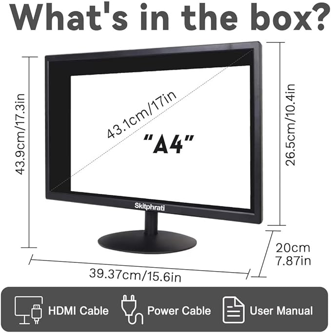 Monitor PC 17" SKitphrati 1440 × 900 – HDMI e VGA, 75 Hz, 5 ms, Formato 16:10, VESA 75×75