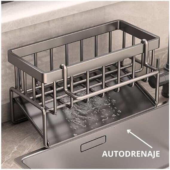 Organizador de Lava-loiça em Aço Carbono – Suporte com Ventosas Antiderrapantes