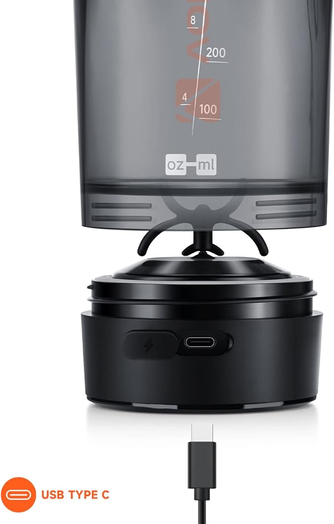 Shaker Elétrico VOLTRX Gallium USB-C – Mistura Silenciosa, 700 ml, Sem BPA