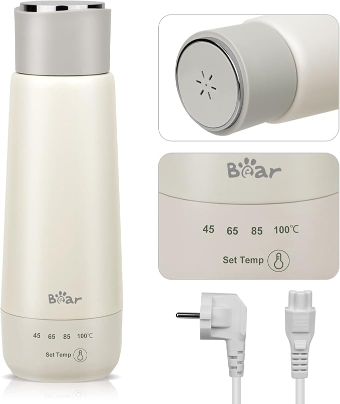 Chaleira Elétrica de Viagem 3-em-1 Bear – 300 ml com Aço Inoxidável Duplo