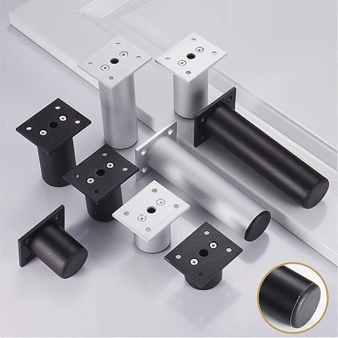 Pernas para Sofá e Móveis em Alumínio Preto – 10 cm ou 12 cm (Conj. 4)
