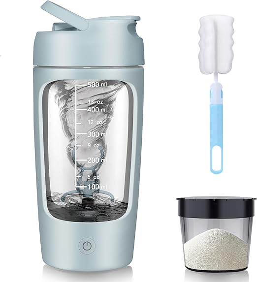 Shaker Elétrico SOARFLY 650ml Recarregável por USB-C – Misturador de Proteína sem BPA com Motor 7000 RPM (Azul)