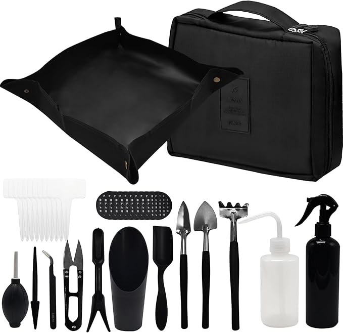 Kit de Ferramentas de Jardinagem 17 Peças com Tapete Dobrável, Bolsa de Armazenamento