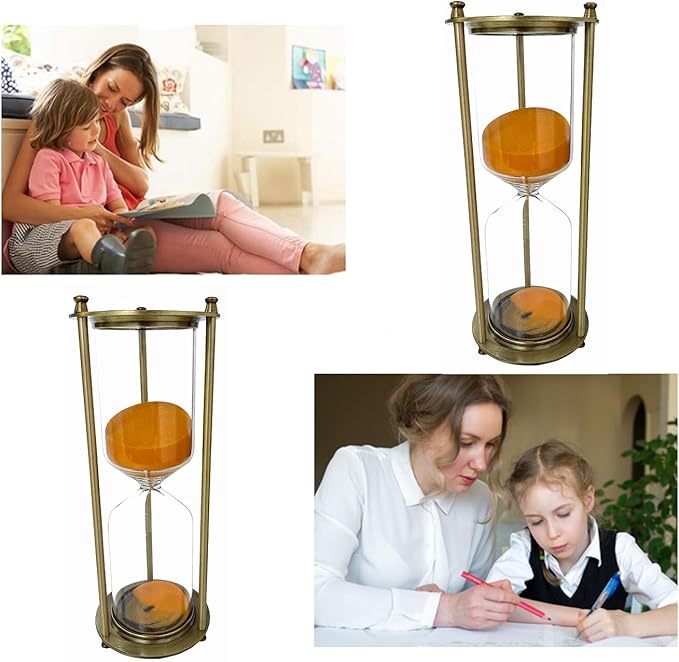 Temporizador de Ampulheta 30 Minutos – Rustico -Decoração em Madeira, Laranja