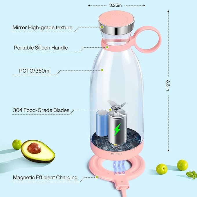Liquidificador Portátil MIAOKE 350 ml – USB Magnético para Smoothies