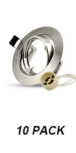 10 Spots GU10 Recarregáveis Aço Inox Escovado 68mm Foco