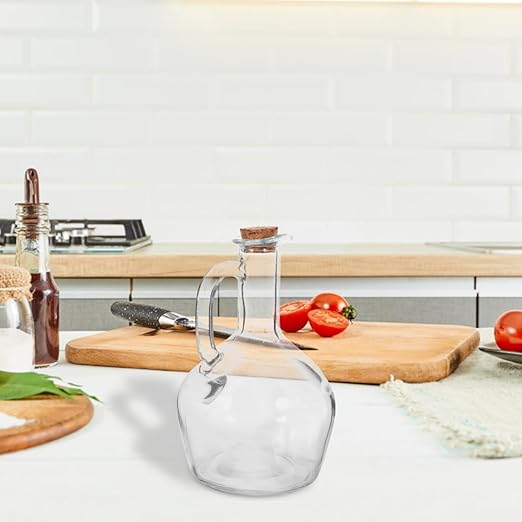 Dispensador de Azeite em Vidro 430 ml | Bule de Vinagre com Pegador e Tampa Doseadora à Prova de Fugas – Garrafa para Azeite/Vinagre/Outros