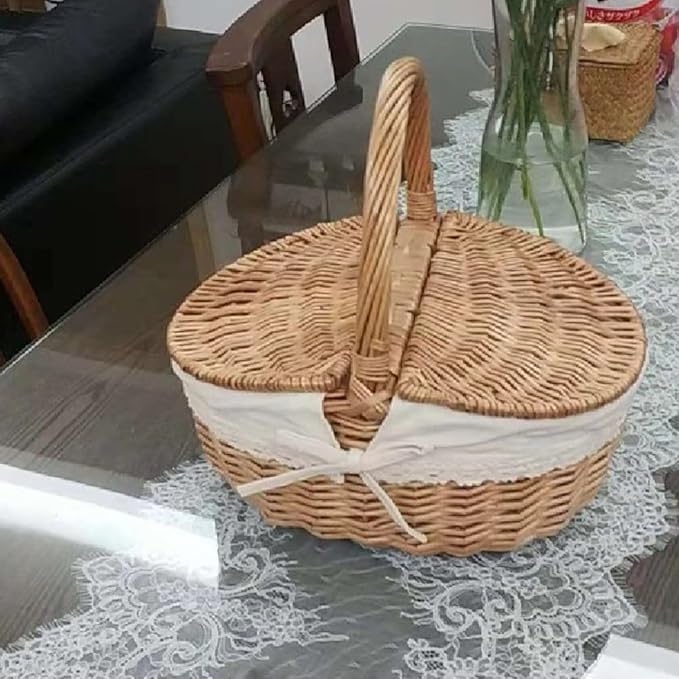 Cesto de Piquenique em Vime com Tampa