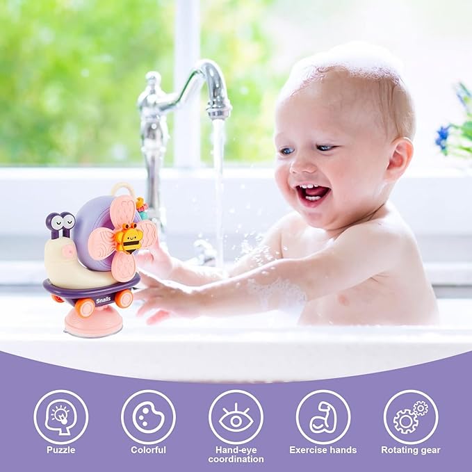 Brinquedo com Ventosa 3-em-1 – Montessori – Para Bebés 6–12 Meses | Banho, Alimentação e Desenvolvimento Motor