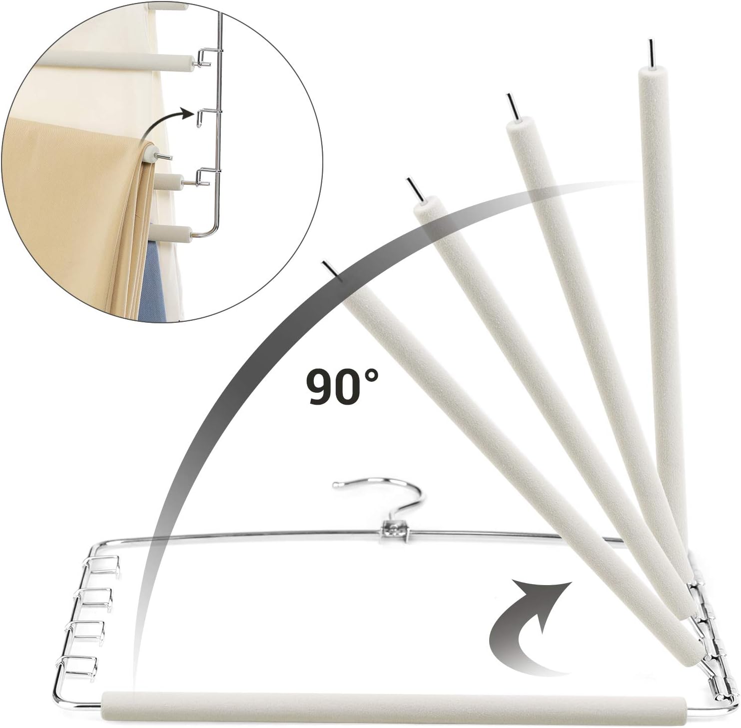 Cabides para Calças – Conjunto de 3 Unidades com 5 Barras Antiderrapantes