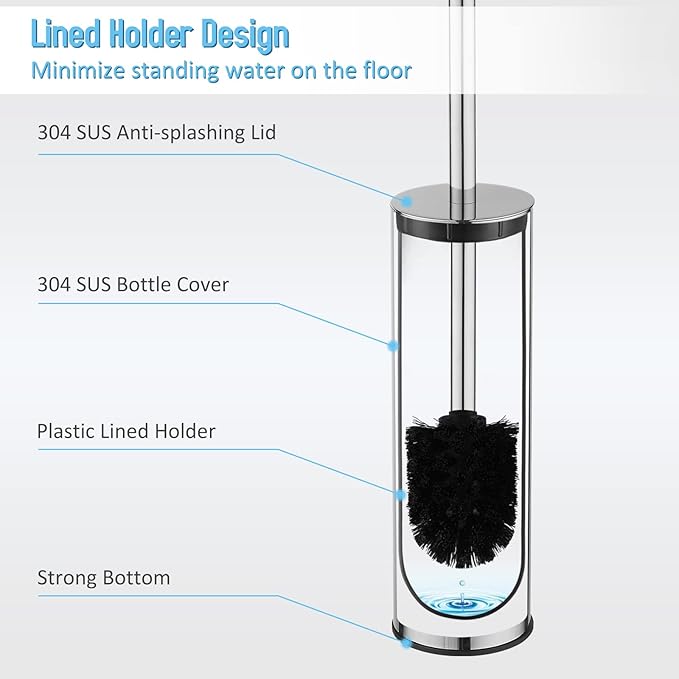 Escova Sanitária com Suporte em Aço Inox 304 (Cromado)
