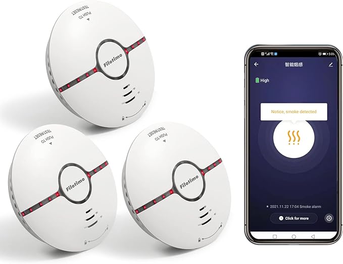 Pack 3 – Detetor de Fumo Wi-Fi - Alarme