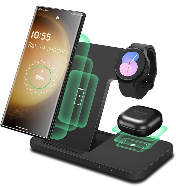 Carregador Wireless 3 em 1 Dobrável PDKUAI – Samsung Galaxy, Watch e Buds (15W)