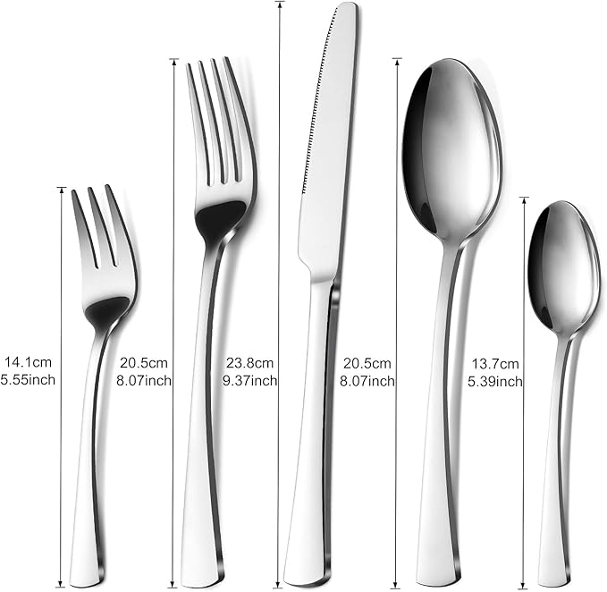 Conjunto de Talheres para 12 Pessoas Bestdin – 60 Peças em Aço Inoxidável Elegante
