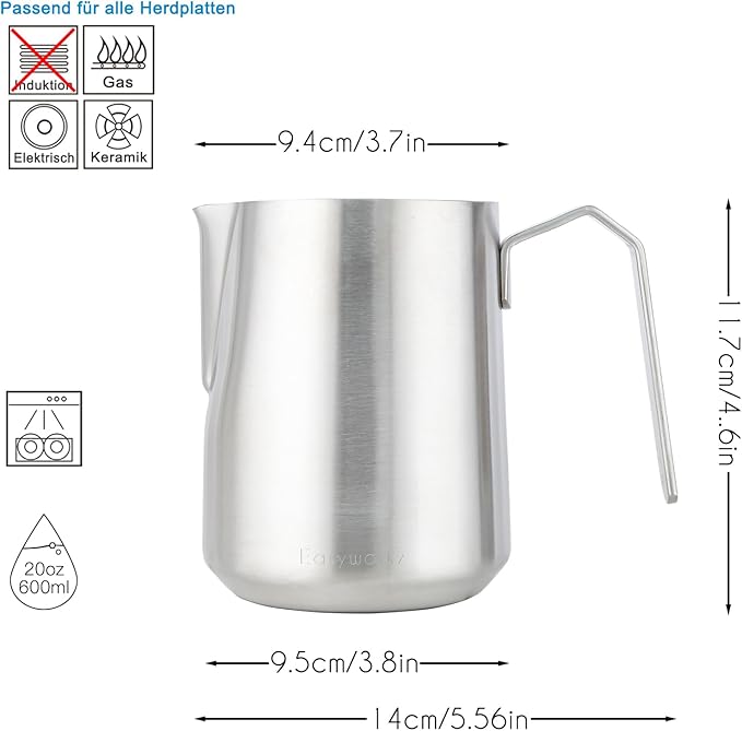 Jarro para Espumar Leite Easyworkz 600 ml em Aço Inoxidável