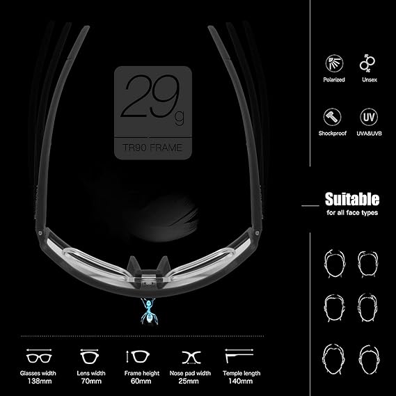 Óculos Desportivos Polarizados Queshark com 3 Lentes Intercambiáveis