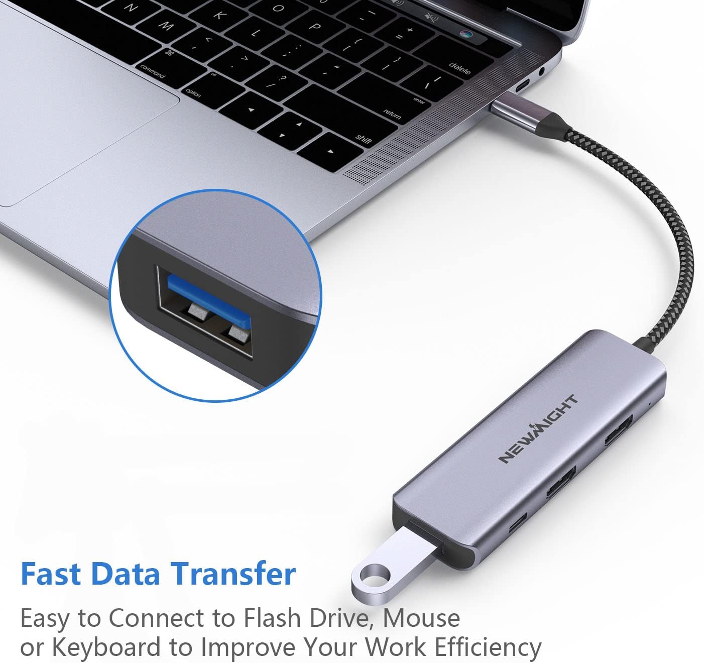 ub USB-C 4 em 1 com 2× HDMI 4K, 100W, Porta USB-A e Splitter para Monitores Duplos