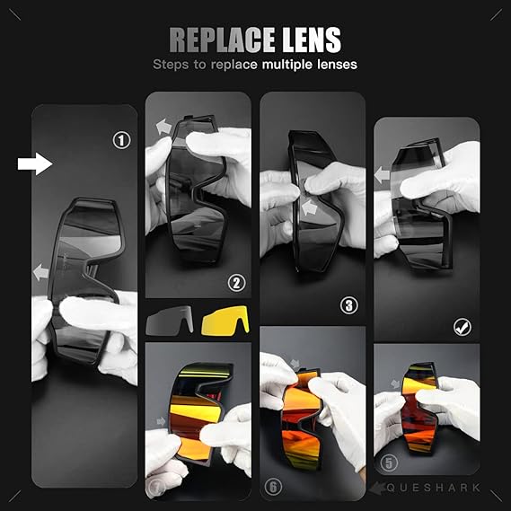 Óculos Desportivos Polarizados Queshark com 3 Lentes Intercambiáveis